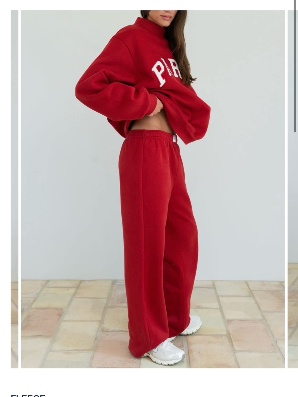 PARKE Women’s Fleece Boxer Sweatpants- Crimson - Picture 2 of 4